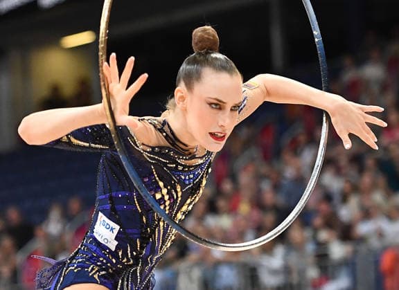 Sport Bilder des Tages 26.07.2026, xhbx, Turnen Rhythmische Sportgymnastik, Deutsche Meisterschaften 2026 v.l. Darja Varfolomeev (TSV Schmiden 1902) Übungen mit dem Reifen (DFL DFB REGULATIONS PROHIBIT ANY USE OF PHOTOGRAPHS as IMAGE SEQUENCES and or QUASI-VIDEO) Hannover *** July 26, 2026, xhbx, Gymnastics, Rhythmic Gymnastics, 2026 German Championships v l Darja Varfolomeev TSV Schmiden 1902 Hoop Routine DFL DFB REGULATIONS PROHIBIT ANY USE OF PHOTOGRAPHS as IMAGE SEQUENCES and or QUASI-VIDEO Hannover