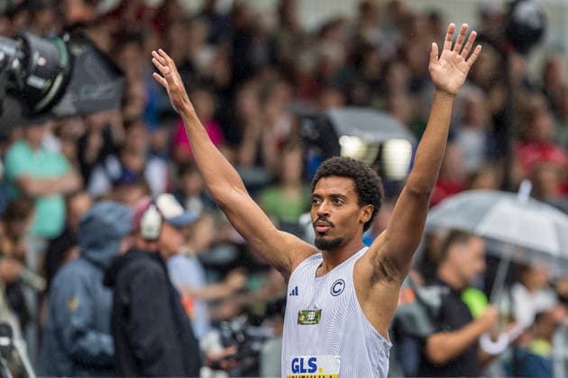 Deutsche Leichtathletik-Meisterschaften; Bochum-Wattenscheid, 26.07.2026 Emil Agyekum (SCC Berlin), 400m-Hürden-Finale; Deutsche Leichtathletik-Meisterschaften am 26.07.2026 im Lorheide-Stadion, Bochum-Wattenscheid (Nordrhein-Westfalen). *** German Track and Field Championships, Bochum Wattenscheid, July 26, 2026; Emil Agyekum, SCC Berlin, 400-meter hurdles final at the German Track and Field Championships on July 26, 2026, at Lorheide Stadium, Bochum-Wattenscheid, North Rhine-Westphalia Copyright: xBEAUTIFULxSPORTS AxelxKohringx