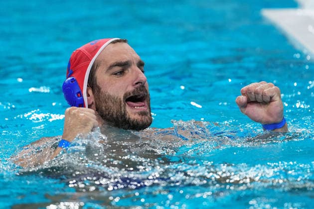 July 26, 2026, Sydney, Nsw, Australia: PANAGIOTIS TZORTZATOS of Greece celebrates winning the Men s gold medal match against Hungary at the 2026 World Aquatics Women s Water polo, Wasserball World Cup. Water Polo 2026: World Aquatics MenÃ¢â‚¬â ¢S Water Polo World Cup  - ZUMAt173 20260726_zsp_t173_067 Copyright: xStephanexThomasx