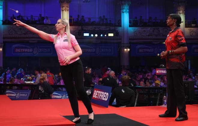 World Matchplay Darts 2026 FINAL Fallon Sherrock during the World Matchplay Darts Final at Winter Gardens, Blackpool, UK on 26 July 2026. Blackpool Winter Gardens UK Editorial use only , Copyright: xChrisxSargeantx PSI-24532-0068