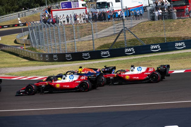 F1 - HUNGARIAN GRAND PRIX 2026 44 HAMILTON Lewis (gbr), Scuderia Ferrari SF-26, action 16 LECLERC Charles (mco), Scuderia Ferrari SF-26, action during the Formula 1 Hungarian Grand Prix 2026, 11th round of the 2026 Formula One World Championship, WM, Weltmeisterschaft from July 24 to 26, 2026 on the Hungaroring, in Mogyorod near Budapest, Hungary -  Copyright: xXavixBonillax