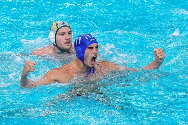 July 26, 2026, Sydney, Nsw, Australia: FRANCESCO CONDEMI of Italy celebrates a goal during the Men s bronze medal match between Australia and Italy at the 2026 World Aquatics Women s Water polo, Wasserball World Cup. Sydney Australia - ZUMAt173 20260726_zsp_t173_074 Copyright: xStephanexThomasx