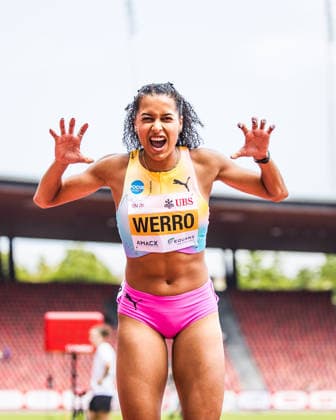 Swiss Athletics Championships, 26.07.2026 ZURICH, SWITZERLAND - JULY 26: Audrey Werro (CA Belfaux) winner pose at the Swiss Athletics Championships on July 26, 2026 in Zurich, Switzerland. *** Swiss Athletics Championships, July 26, 2026, Zurich, Switzerland. Audrey Werro of CA Belfaux poses as the winner at the Swiss Athletics Championships on July 26, 2026, in Zurich, Switzerland. Copyright: xBEAUTIFULxSPORTS UlfxSchillerx