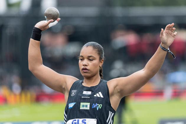 Deutsche Leichtathletik-Meisterschaften; Bochum-Wattenscheid, 26.07.2026 Yemisi Mabry (MTG Mannheim), Kugelstossen; Deutsche Leichtathletik-Meisterschaften am 26.07.2026 im Lorheide-Stadion, Bochum-Wattenscheid (Nordrhein-Westfalen). *** German Track and Field Championships, Bochum-Wattenscheid, July 26, 2026; Yemisi Mabry, MTG Mannheim, shot put; German Track and Field Championships on July 26, 2026, at Lorheide Stadium, Bochum-Wattenscheid, North Rhine-Westphalia Copyright: xBEAUTIFULxSPORTS AxelxKohringx