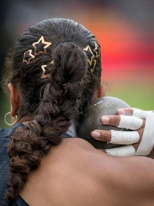 Deutsche Leichtathletik-Meisterschaften; Bochum-Wattenscheid, 26.07.2026 Yemisi Mabry (MTG Mannheim), Kugelstossen; Deutsche Leichtathletik-Meisterschaften am 26.07.2026 im Lorheide-Stadion, Bochum-Wattenscheid (Nordrhein-Westfalen). *** German Track and Field Championships, Bochum-Wattenscheid, July 26, 2026; Yemisi Mabry, MTG Mannheim, shot put; German Track and Field Championships on July 26, 2026, at Lorheide Stadium, Bochum-Wattenscheid, North Rhine-Westphalia Copyright: xBEAUTIFULxSPORTS AxelxKohringx