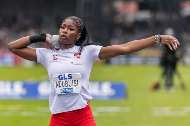 Deutsche Leichtathletik-Meisterschaften; Bochum-Wattenscheid, 26.07.2026 Nina Ndubuisi (SG Schorndorf 1846), Kugelstossen; Deutsche Leichtathletik-Meisterschaften am 26.07.2026 im Lorheide-Stadion, Bochum-Wattenscheid (Nordrhein-Westfalen). *** German Track and Field Championships, Bochum Wattenscheid, July 26, 2026; Nina Ndubuisi, SG Schorndorf 1846, shot put; German Track and Field Championships on July 26, 2026, at Lorheide Stadium, Bochum-Wattenscheid, North Rhine-Westphalia Copyright: xBEAUTIFULxSPORTS AxelxKohringx
