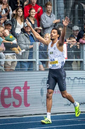 Deutsche Leichtathletik-Meisterschaften; Bochum-Wattenscheid, 26.07.2026 Deutscher Meister über 400m Hürden: Emil Agyekum (SCC Berlin); Deutsche Leichtathletik-Meisterschaften am 26.07.2026 im Lorheide-Stadion, Bochum-Wattenscheid (Nordrhein-Westfalen). *** German Track and Field Championships, Bochum-Wattenscheid, July 26, 2026; German Champion in the 400-meter hurdles: Emil Agyekum, SCC Berlin; German Track and Field Championships on July 26, 2026, at Lorheide Stadium, Bochum-Wattenscheid, North Rhine-Westphalia Copyright: xBEAUTIFULxSPORTS LeahxKohringx