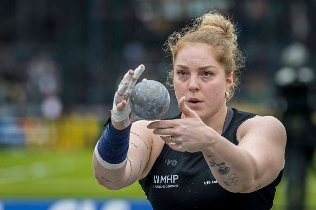 Deutsche Leichtathletik-Meisterschaften; Bochum-Wattenscheid, 26.07.2026 Alina Korecki (VfB Stuttgart 1893), Kugelstossen; Deutsche Leichtathletik-Meisterschaften am 26.07.2026 im Lorheide-Stadion, Bochum-Wattenscheid (Nordrhein-Westfalen). *** German Track and Field Championships, Bochum Wattenscheid, July 26, 2026; Alina Korecki, VfB Stuttgart 1893, shot put; German Track and Field Championships on July 26, 2026, at Lorheide Stadium, Bochum-Wattenscheid, North Rhine-Westphalia Copyright: xBEAUTIFULxSPORTS AxelxKohringx