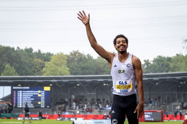 Deutsche Leichtathletik-Meisterschaften; Bochum-Wattenscheid, 26.07.2026 Deutscher Meister über 400m Hürden: Emil Agyekum (SCC Berlin); Deutsche Leichtathletik-Meisterschaften am 26.07.2026 im Lorheide-Stadion, Bochum-Wattenscheid (Nordrhein-Westfalen). *** German Track and Field Championships, Bochum-Wattenscheid, July 26, 2026; German Champion in the 400-meter hurdles: Emil Agyekum, SCC Berlin; German Track and Field Championships on July 26, 2026, at Lorheide Stadium, Bochum-Wattenscheid, North Rhine-Westphalia Copyright: xBEAUTIFULxSPORTS LeahxKohringx