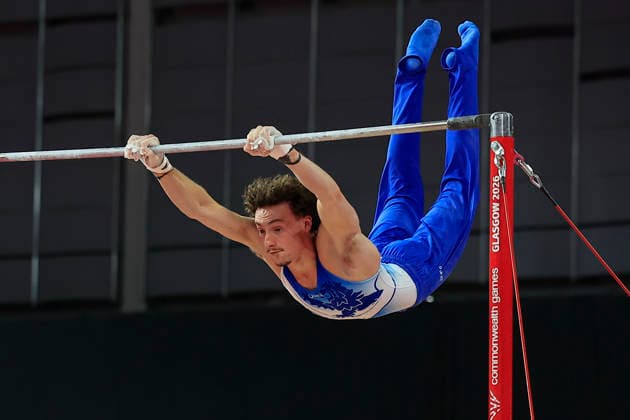 , 2026 Commonwealth Games Reuben Ward (SCO) performs his high bar routine on the way to the gold medal in the Men™s all-round gymnastics competition during the 2026 Commonwealth Games at The Glasgow International Arena, Glasgow, UK on 26 July 2026. Glasgow Glasgow International Arena Lanarkshire UK Editorial use only , Copyright: xConorxMolloyx PSI-24577-0027