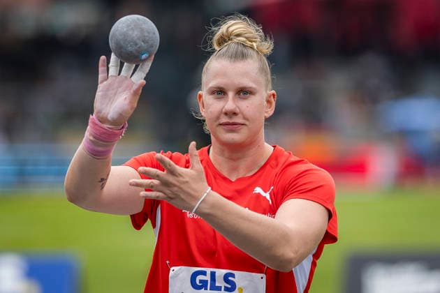 Deutsche Leichtathletik-Meisterschaften; Bochum-Wattenscheid, 26.07.2026 Katharina Maisch (LV 90 Erzgebirge), Kugelstossen; Deutsche Leichtathletik-Meisterschaften am 26.07.2026 im Lorheide-Stadion, Bochum-Wattenscheid (Nordrhein-Westfalen). *** German Track and Field Championships, Bochum Wattenscheid, July 26, 2026; Katharina Maisch, LV 90 Erzgebirge, shot put; German Track and Field Championships on July 26, 2026, at Lorheide Stadium, Bochum-Wattenscheid, North Rhine-Westphalia Copyright: xBEAUTIFULxSPORTS AxelxKohringx
