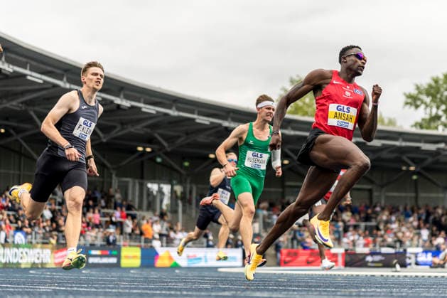 Deutsche Leichtathletik-Meisterschaften; Bochum-Wattenscheid, 26.07.2026 Owen Ansah (Hamburger SV), 200m; Deutsche Leichtathletik-Meisterschaften am 26.07.2026 im Lorheide-Stadion, Bochum-Wattenscheid (Nordrhein-Westfalen). *** German Track and Field Championships, Bochum-Wattenscheid, July 26, 2026; Owen Ansah, Hamburger SV, 200m; German Track and Field Championships on July 26, 2026, at Lorheide Stadium, Bochum-Wattenscheid, North Rhine-Westphalia Copyright: xBEAUTIFULxSPORTS AxelxKohringx