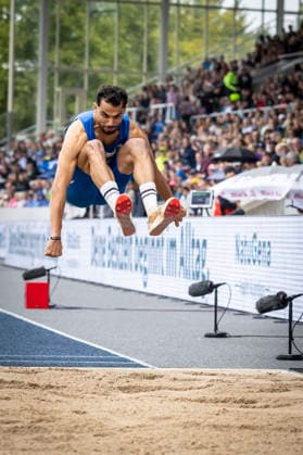 Deutsche Leichtathletik-Meisterschaften; Bochum-Wattenscheid, 26.07.2026 Deutscher Meister im Dreisprung: Mohammad Amin Alsalami (LAC BERLIN); Deutsche Leichtathletik-Meisterschaften am 26.07.2026 im Lorheide-Stadion, Bochum-Wattenscheid (Nordrhein-Westfalen). *** German Track and Field Championships, Bochum Wattenscheid, July 26, 2026; German Triple Jump Champion: Mohammad Amin Alsalami, LAC BERLIN; German Track and Field Championships on July 26, 2026, at Lorheide Stadium, Bochum-Wattenscheid, North Rhine-Westphalia Copyright: xBEAUTIFULxSPORTS LeahxKohringx