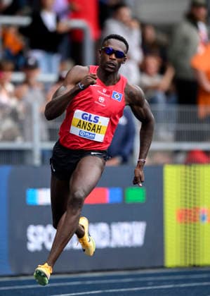 ANSAH Owen, Aktion. Halbfinale 200m der Männer, am 26.07.2026 Leichtathletik Deutschen Meisterschaften vom 25.07.- 26.07.2026 in Bochum-Wattenscheid Deutschland. Lohrheidestadion *** ANSAH Owen, Men s 200m Semifinal, July 26, 2026, German Track and Field Championships, July 25–26, 2026, in Bochum-Wattenscheid, Germany, Lohrheidestadion