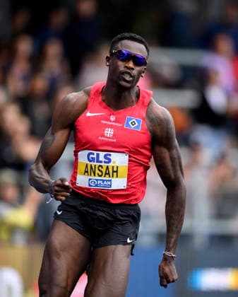 ANSAH Owen, Aktion. Halbfinale 200m der Männer, am 26.07.2026 Leichtathletik Deutschen Meisterschaften vom 25.07.- 26.07.2026 in Bochum-Wattenscheid Deutschland. Lohrheidestadion *** ANSAH Owen, Men s 200m Semifinal, July 26, 2026, German Track and Field Championships, July 25–26, 2026, in Bochum-Wattenscheid, Germany, Lohrheidestadion