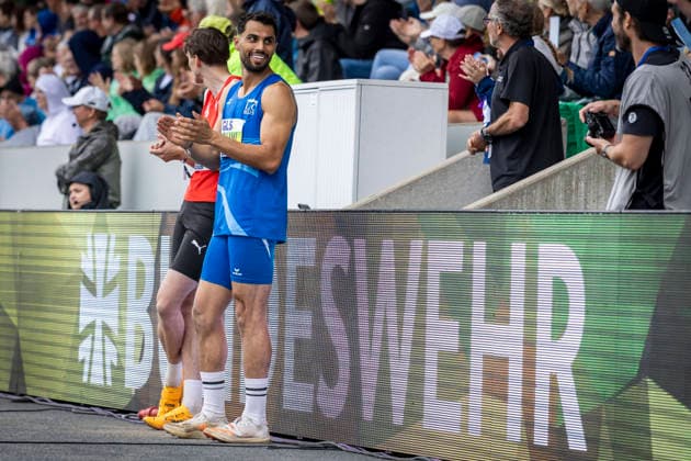 Deutsche Leichtathletik-Meisterschaften; Bochum-Wattenscheid, 26.07.2026 Deutscher Meister im Dreisprung: Mohammad Amin Alsalami (LAC BERLIN); Deutsche Leichtathletik-Meisterschaften am 26.07.2026 im Lorheide-Stadion, Bochum-Wattenscheid (Nordrhein-Westfalen). *** German Track and Field Championships, Bochum Wattenscheid, July 26, 2026; German Triple Jump Champion: Mohammad Amin Alsalami, LAC BERLIN; German Track and Field Championships on July 26, 2026, at Lorheide Stadium, Bochum-Wattenscheid, North Rhine-Westphalia Copyright: xBEAUTIFULxSPORTS LeahxKohringx