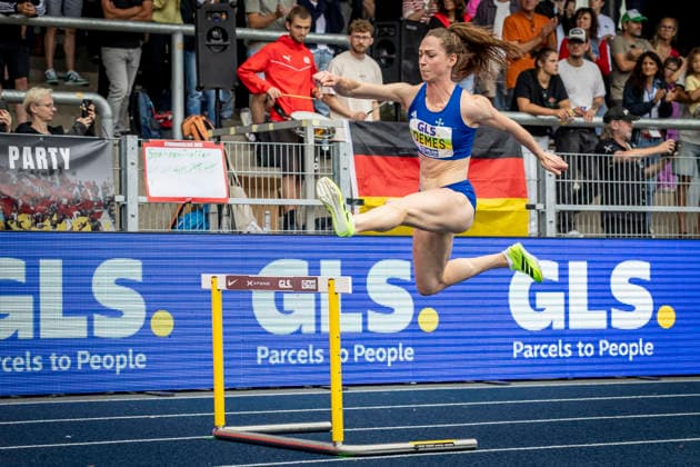 Deutsche Leichtathletik-Meisterschaften; Bochum-Wattenscheid, 26.07.2026 Deutsche Meisterin 400m Hürden: Eileen Demes (TV 1861 Neu-Isenburg); Deutsche Leichtathletik-Meisterschaften am 26.07.2026 im Lorheide-Stadion, Bochum-Wattenscheid (Nordrhein-Westfalen). *** German Track and Field Championships, Bochum-Wattenscheid, July 26, 2026—German Champion in the 400-meter hurdles: Eileen Demes, TV 1861 Neu Isenburg. German Track and Field Championships on July 26, 2026, at Lorheide Stadium, Bochum-Wattenscheid, North Rhine-Westphalia Copyright: xBEAUTIFULxSPORTS LeahxKohringx