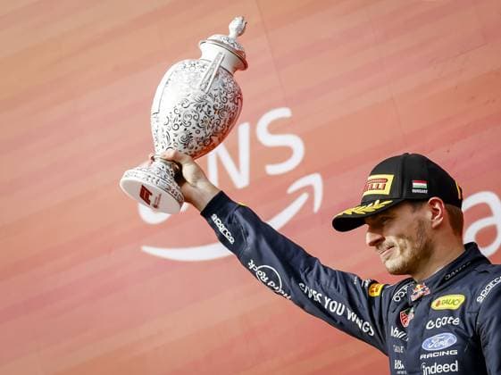 BUDAPEST - Max Verstappen (Red Bull Racing) on the podium after the race at the Hungaroring for the Hungarian Grand Prix. SANDER KONING ANP xVIxANPxSportx xxANPxIVx 564343153 originalFilename: 564343153.jpg