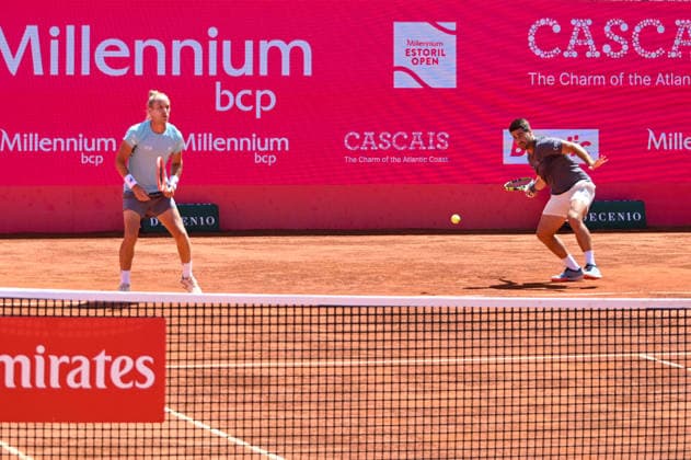 July 26, 2026, Lisbon, Lisbon, Portugal: Rafael Matos and Orlando Luz in action during the Doubles Final at the Millennium Estoril Open ATP, Tennis Herren tennis tournament at Clube de Tenis do Estoril. Millennium Estoril Open 2026  - ZUMAr238 20260726_zip_r238_010 Copyright: xRicardoxRochax