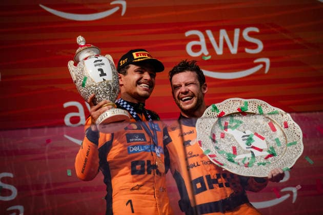 July 26, 2026, Mogyorod, Pest, Hungary: The World champion Lando Norris (mclaren F1 team) wins the F1 Louis Vuitton Hungary Grand prix ahead Max Verstappen(Redbull racing) and Kimi Antonelli(Mercedes Amg Petronas) at Hungaroring(Mogyorod,Pest,Hungary) on Sunday,July,26,2026 Mogyorod Hungary - ZUMAp257 20260726_zip_p257_009 Copyright: xCristopherxPonsox