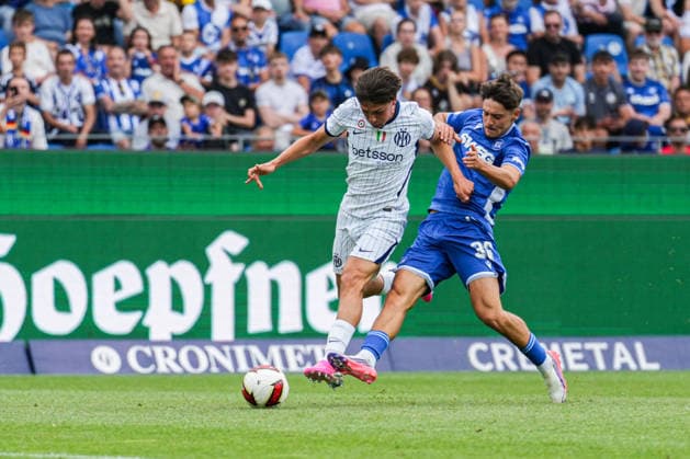 Freundschaftsspiel: Karlsruher SC vs FC Internazionale Milano, 26.07.2026 Zweikampf zwischen Mattia Mosconi (FC Internazionale Milano, 48) und Rafael Pinto Pedrosa (Karlsruher SC, 36) Freundschaftsspiel: Karlsruher SC vs FC Internazionale Milano, BBBank Wildpark Karlsruhe, 26.07.2026 DFB DFL REGULATIONS PROHIBIT ANY USE OF PHOTOGRAPHS AS IMAGE SEQUENCES AND OR QUASI-VIDEO. *** Friendly Match: Karlsruher SC vs. FC Internazionale Milano, July 26, 2026. A tackle between Mattia Mosconi (FC Internazionale Milano, 48) and Rafael Pinto Pedrosa (Karlsruher SC, 36). Friendly Match: Karlsruher SC vs. FC Internazionale Milano, BBBank Wildpark Karlsruhe, July 26, 2026 DFB and DFL regulations prohibit any use of photographs as image sequences and or quasi-video Copyright: xBEAUTIFULxSPORTS Boscox