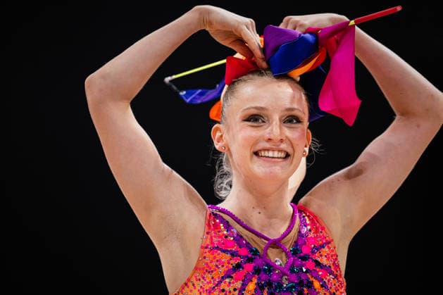 Die Finals 2026 - Rhythmische Sportgymnastik, 26.07.2026 Luzie-Riva Kampe - TSV 1862 Friedberg (Band); Die Finals 2026 - Rhythmische Sportgymnastik am 26.07.2026 in der ZAG-Arena, Hannover *** The 2026 Rhythmic Gymnastics Finals, July 26, 2026 Luzie Riva Kampe TSV 1862 Friedberg Ribbon The 2026 Rhythmic Gymnastics Finals on July 26, 2026, at the ZAG Arena, Hanover Copyright: xBEAUTIFULxSPORTS Tonhäuserx