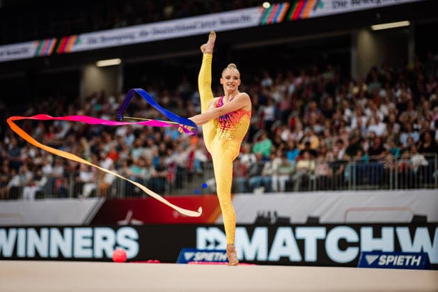 Die Finals 2026 - Rhythmische Sportgymnastik, 26.07.2026 Luzie-Riva Kampe - TSV 1862 Friedberg (Band); Die Finals 2026 - Rhythmische Sportgymnastik am 26.07.2026 in der ZAG-Arena, Hannover *** The 2026 Rhythmic Gymnastics Finals, July 26, 2026 Luzie Riva Kampe TSV 1862 Friedberg Ribbon The 2026 Rhythmic Gymnastics Finals on July 26, 2026, at the ZAG Arena, Hanover Copyright: xBEAUTIFULxSPORTS Tonhäuserx