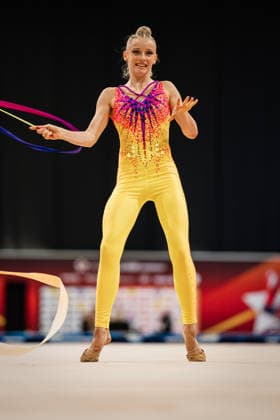 Die Finals 2026 - Rhythmische Sportgymnastik, 26.07.2026 Luzie-Riva Kampe - TSV 1862 Friedberg (Band); Die Finals 2026 - Rhythmische Sportgymnastik am 26.07.2026 in der ZAG-Arena, Hannover *** The 2026 Rhythmic Gymnastics Finals, July 26, 2026 Luzie Riva Kampe TSV 1862 Friedberg Ribbon The 2026 Rhythmic Gymnastics Finals on July 26, 2026, at the ZAG Arena, Hanover Copyright: xBEAUTIFULxSPORTS Tonhäuserx