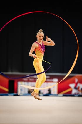 Die Finals 2026 - Rhythmische Sportgymnastik, 26.07.2026 Luzie-Riva Kampe - TSV 1862 Friedberg (Band); Die Finals 2026 - Rhythmische Sportgymnastik am 26.07.2026 in der ZAG-Arena, Hannover *** The 2026 Rhythmic Gymnastics Finals, July 26, 2026 Luzie Riva Kampe TSV 1862 Friedberg Ribbon The 2026 Rhythmic Gymnastics Finals on July 26, 2026, at the ZAG Arena, Hanover Copyright: xBEAUTIFULxSPORTS Tonhäuserx