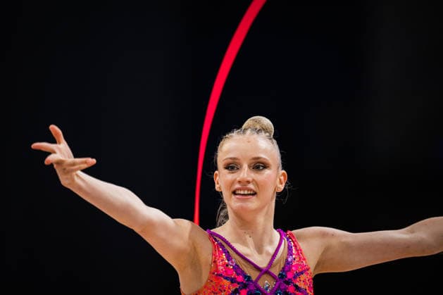 Die Finals 2026 - Rhythmische Sportgymnastik, 26.07.2026 Luzie-Riva Kampe - TSV 1862 Friedberg (Band); Die Finals 2026 - Rhythmische Sportgymnastik am 26.07.2026 in der ZAG-Arena, Hannover *** The 2026 Rhythmic Gymnastics Finals, July 26, 2026 Luzie Riva Kampe TSV 1862 Friedberg Ribbon The 2026 Rhythmic Gymnastics Finals on July 26, 2026, at the ZAG Arena, Hanover Copyright: xBEAUTIFULxSPORTS Tonhäuserx