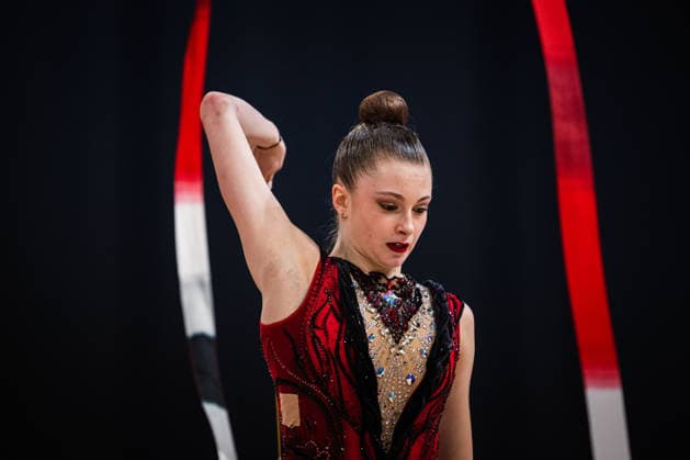 Die Finals 2026 - Rhythmische Sportgymnastik, 26.07.2026 Lada Pusch - TSV Scheiden 1902 e.V. (Band); Die Finals 2026 - Rhythmische Sportgymnastik am 26.07.2026 in der ZAG-Arena, Hannover *** The 2026 Rhythmic Gymnastics Finals, July 26, 2026 Lada Pusch TSV Scheiden 1902 e.V. Ribbon The 2026 Rhythmic Gymnastics Finals on July 26, 2026, at the ZAG Arena, Hanover Copyright: xBEAUTIFULxSPORTS Tonhäuserx