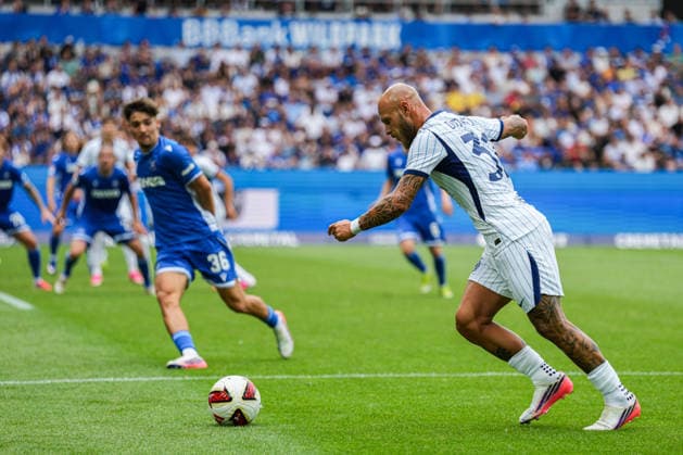Freundschaftsspiel: Karlsruher SC vs FC Internazionale Milano, 26.07.2026 Federico Dimarco (FC Internaziolane Milano, 32) am Ball Freundschaftsspiel: Karlsruher SC vs FC Internazionale Milano, BBBank Wildpark Karlsruhe, 26.07.2026 DFB DFL REGULATIONS PROHIBIT ANY USE OF PHOTOGRAPHS AS IMAGE SEQUENCES AND OR QUASI-VIDEO. *** Friendly Match: Karlsruher SC vs. FC Internazionale Milano, July 26, 2026; Federico Dimarco of FC Internazionale Milano, age 32, on the ball; Friendly Match: Karlsruher SC vs. FC Internazionale Milano, BBBank Wildpark Karlsruhe, July 26, 2026. DFB and DFL regulations prohibit any use of photographs as image sequences and or quasi-video. Copyright: xBEAUTIFULxSPORTS Boscox
