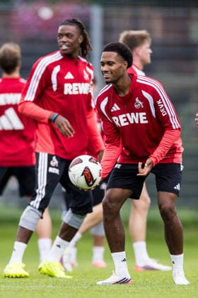 ST. JOHANN IN TIROL, AUSTRIA - JULY 26: David Fuerst (Fürst, Furst, 1. FC Koeln, 49) holding a ball during a training session at trainings camp in Kitzbuehel of season 2026 27 at Koasastadion on July 26, 2026 in St. Johann in Tirol, Austria. Austria Copyright: xSteffiexWunderlx