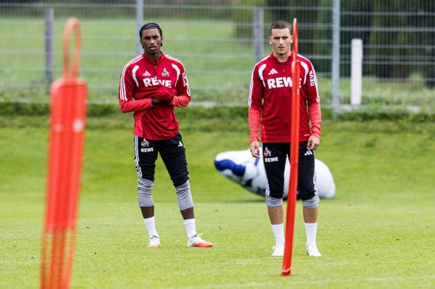 ST. JOHANN IN TIROL, AUSTRIA - JULY 26: Reigan Heskey (1. FC Koeln, 11) and Said El Mala (1. FC Koeln, 13) during a training session at trainings camp in Kitzbuehel of season 2026 27 at Koasastadion on July 26, 2026 in St. Johann in Tirol, Austria. Austria Copyright: xSteffiexWunderlx