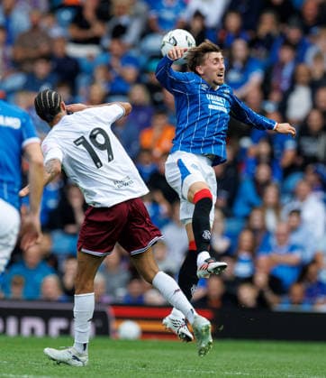 26.07.2026 Rangers v West Ham: Dan Neil of Rangers with Pablo Felipe Pereira de Jesus of West Ham United  Copyright: xWilliexVassx NINTCHDBPICT001097746474