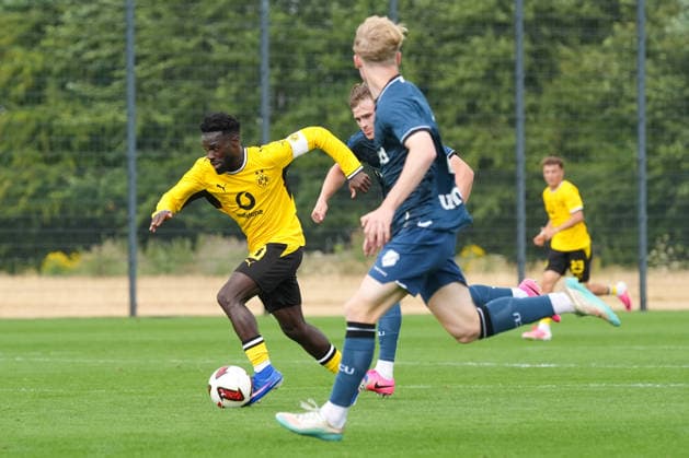 Sonntag, 26.07.2026 Saison 2026 2027 Testspiel, Freundschaftsspiel im BVB Fußballpark Hohenbuschei, Dortmund, Germany. BV Borussia Dortmund U23 - Jong FC Utrecht. Mampasi-Joseph Boyamba (BVB) *** Sunday, July 26, 2026 2026–2027 Season Preseason Match, Friendly Match at BVB Fußballpark Hohenbuschei, Dortmund, Germany BV Borussia Dortmund U23 vs. Jong FC Utrecht Mampasi Joseph Boyamba BVB