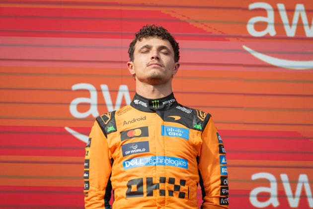 GP Formula 1 Hungary - Podium AJ McLaren driver Lando Norris (1) celebrates and showered with champagne on the podium after the Formula One Hungarian Grand Prix at the Hungaroring racetrack in Mogyorod near Budapest, Hungary, on July 26, 2026. Photo by Alexis Jumeau ABACAPRESS.COM Budapest  Copyright: xJumeauxAlexis ABACAx