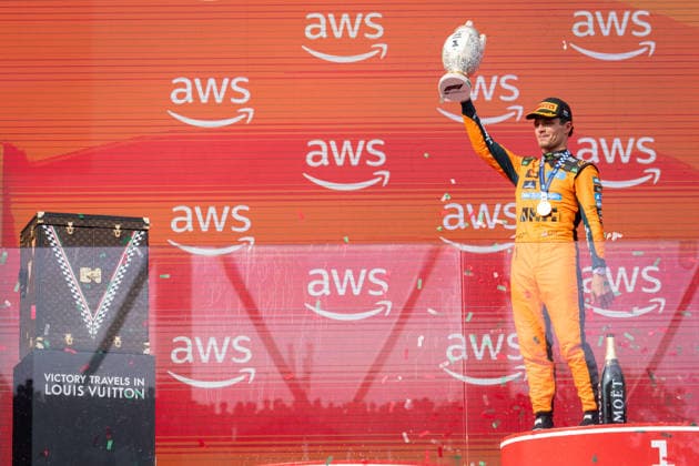 GP Formula 1 Hungary - Podium AJ McLaren driver Lando Norris (1) celebrates and showered with champagne on the podium after the Formula One Hungarian Grand Prix at the Hungaroring racetrack in Mogyorod near Budapest, Hungary, on July 26, 2026. Photo by Alexis Jumeau ABACAPRESS.COM Budapest  Copyright: xJumeauxAlexis ABACAx