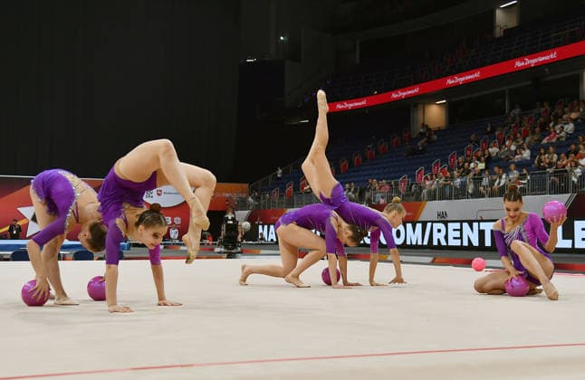 26.07.2026, xhbx, Turnen Rhythmische Sportgymnastik, Deutsche Meisterschaften 2026 v.l. Gruppe, Mannschaft Berliner Turn- und Freizeitsport-Bund Ball Übung (DFL DFB REGULATIONS PROHIBIT ANY USE OF PHOTOGRAPHS as IMAGE SEQUENCES and or QUASI-VIDEO) Hannover *** July 26, 2026, xhbx, Gymnastics, Rhythmic Gymnastics, 2026 German Championships, Group V, Team, Berlin Gymnastics and Recreational Sports Association, Ball Routine. DFL and DFB regulations prohibit any use of photographs as image sequences and or quasi-video. Hanover