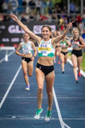 Deutsche Leichtathletik-Meisterschaften; Bochum-Wattenscheid, 26.07.2026 Deutsche Meisterin 3000m Hindernis: Gesa Felicitas Krause (Silvesterlauf Trier); Deutsche Leichtathletik-Meisterschaften am 26.07.2026 im Lorheide-Stadion, Bochum-Wattenscheid (Nordrhein-Westfalen). *** German Track and Field Championships, Bochum-Wattenscheid, July 26, 2026: German Champion in the 3,000-meter Steeplechase, Gesa Felicitas Krause; New Year’s Eve Run in Trier; German Track and Field Championships on July 26, 2026, at Lorheide Stadium, Bochum-Wattenscheid, North Rhine-Westphalia Copyright: xBEAUTIFULxSPORTS LeahxKohringx