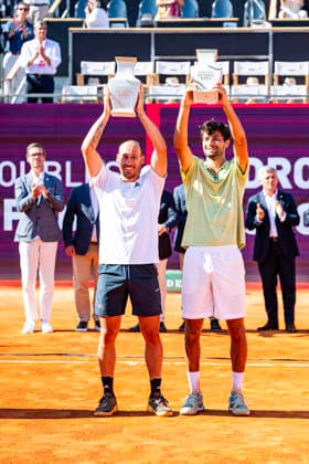 July 26, 2026, Cascais, Lisbon, Portugal: Titouan Droguet Kyrian Jacquet After winning the doubles final of the Millennium Estoril Open at the Estoril Tennis Club on july 26, 2026 in Estoril, Cascais, Portugal. Tennis 2026: Millennium Estoril Open - Titouan Droguet Kyrian Jacquet 2 Vs 1 Orlando Luz Rafael Matos  - ZUMAr200 20260726_zsp_r200_016 Copyright: xNunoxReisinhox