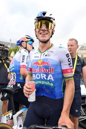 Belgian Remco Evenepoel of Red Bull-BORA-hansgrohe is pictured after stage 21 of the 2026 Tour de France cycling race, a stage of 130km from Thoiry to Paris Champs-Elysees , on Sunday 26 July 2026. The 113th edition of the Tour de France starts on Saturday 4 July in Barcelona, Spain, and will finish in Paris, France on the 26th of July. DAVIDxPINTENS  x182104491x