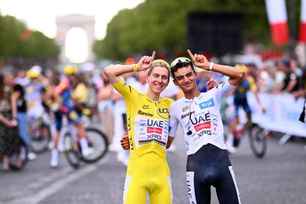 Tour de France 2026 Stage 21 PARIS CHAMPS-ELYSEES, FRANCE - JULY 26 : Pogacar Tadej (SLO) of UAE Team Emirates - XRG, Del Toro Isaac (MEX) of UAE Team Emirates - XRG during stage 21 of the 113rd edition of Tour de France an UCI World Tour 2.UWT cycling road race stage for Men Elite of 130 km with start in Thoiry and finish in Paris Champs-Elysees on July 26, 2026 in Paris Champs-Elysees, France, 26 07 2026 Paris Champs-Elysees France  Copyright: xGvgx