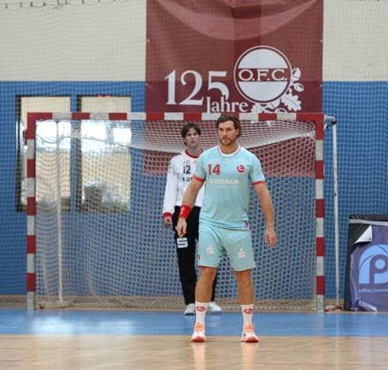 26-07.2026 xmgoodx Offenbach, Handball Männer - 125 Jahre OFC Jubliäumsspiel OFC Kickers gegen MT Melsungen Johannes Golla (14, MT Meslungen), *** July 26, 2026 xmgoodx Offenbach, Men s Handball: OFC s 125th Anniversary Match—OFC Kickers vs. MT Melsungen Johannes Golla 14, MT Melsungen,