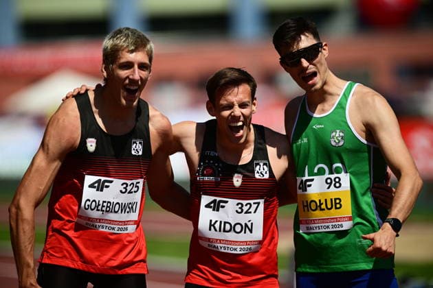 2016.07.26 Bialystok 102. Lekkoatletyczne Mistrzostwa Polski PZLA. N z (L-P) Jan Golebiowski, Piotr Kidon oraz Krzysztof Holub bieg 400 metrow przez plotki Foto Michal Kosc PressFocus NEWSPIX.PL --- newspix.pl 