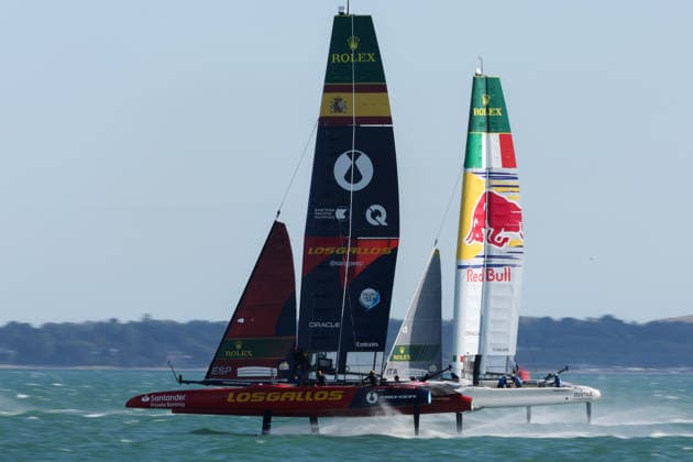 RECORD DATE NOT STATED 26th July 2026; Southsea Common, Portsmouth, Hampshire, England; Emirates Sail Great Britain Grand Prix, Day Two; Los Gallos SailGP Team (Spain) and Red Bull Italy SailGP Team in action HenningxvonxJagow