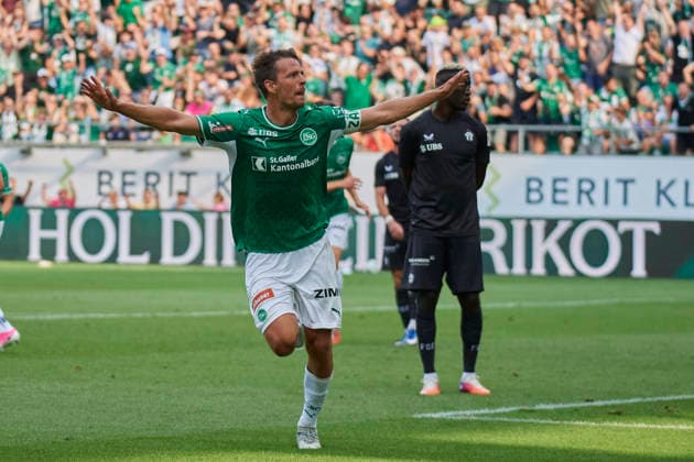 Brack Super League 2026 2027 FC St. Gallen 1879 vs. FC Zürich, St. Gallen, Schweiz St. Gallen, Schweiz, 26. Juli 2026. Lukas Görtler feiert sein Tor während des Brack Super League Spiels FC St. Gallen 1879 gegen FC Zürich in St. Gallen. *** Brack Super League 2026–2027: FC St. Gallen 1879 vs. FC Zurich, St. Gallen, Switzerland St. Gallen, Switzerland, July 26, 2026 Lukas Görtler celebrates his goal during the Brack Super League match between FC St. Gallen 1879 and FC Zurich in St. Gallen