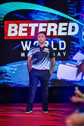 RECORD DATE NOT STATED 26th July 2026, Winter Gardens, Blackpool, Lancashire, England; 2026 Betfred World Matchplay Darts, Mens, Final Day; Gerwyn Price is introduced to the fans before his final match against Luke Littler GodfreyxPitt