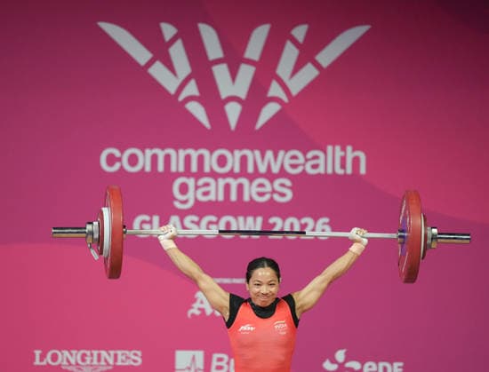 Commonwealth Games Glasgow 2026 - Weightlifting Mirabai Chanu Saikhom of India competes in the women s 48kg weightlifting event at the SEC Armadillo in Glasgow, Scotland, United Kingdom. Glasgow Scotland United Kingdom  Copyright: xRanjithxKumarx originalFilename:kumar-commonwe260726_npuSx.jpg