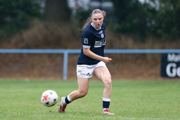 Marleen Kropp (SV Meppen, 9) am Ball, Freisteller, Einzelbild, Ganzkörper, Aktion, Action, Spielszene, 26.07.2026, Lastrup (Deutschland), Fussball, Testspiel Frauen, SpVg Aurich - SV Meppen *** Marleen Kropp, SV Meppen, No. 9 with the ball, isolated shot, single frame, full-body, action, game scene, July 26, 2026, Lastrup, Germany, soccer, women s friendly match, SpVg Aurich vs. SV Meppen xobx